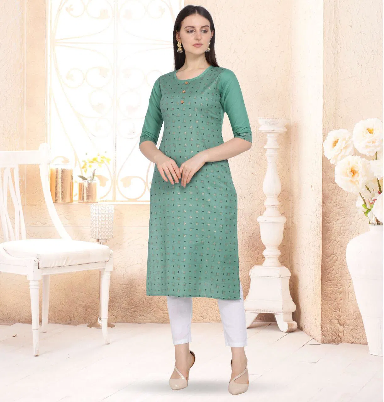 Joya Designer Cotton Kurtis with Floral Print work collection